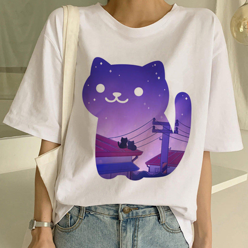 Personalized Funny Cat Prints Short-sleeved T-shirt