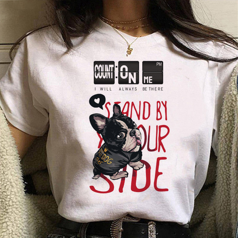 French Bull Dog Print Top T Shirt