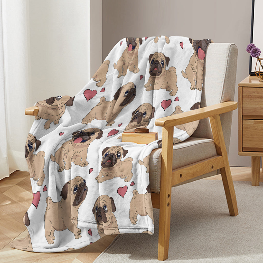 1pc Cute Cartoon Blanket / Lapdog Heart Pattern
