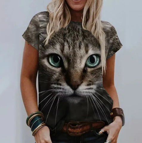 Fashion Cat Printing Women and Teen's T-shirt / plus size