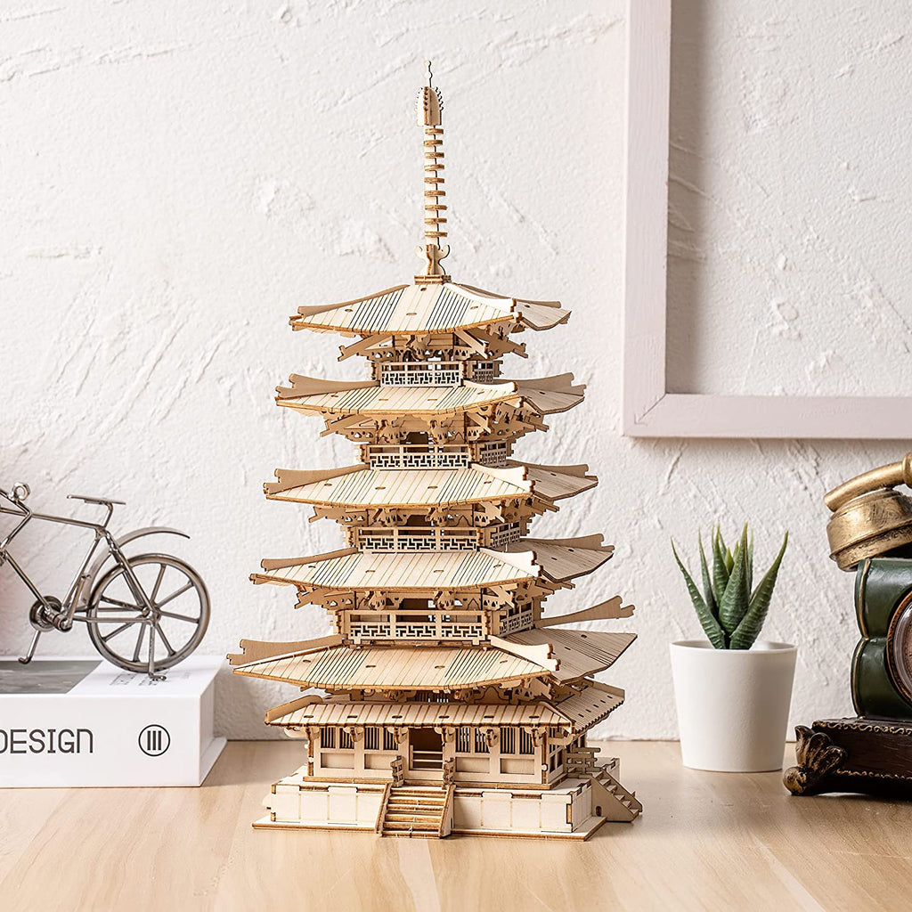 Robotime Five-storied Pagoda 3D Wooden Puzzle Toys (Recommended for ages 14 and up) 275 pieces, item# TGN02