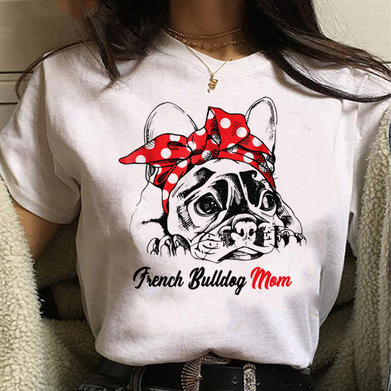 French Bull Dog Print Top T Shirt