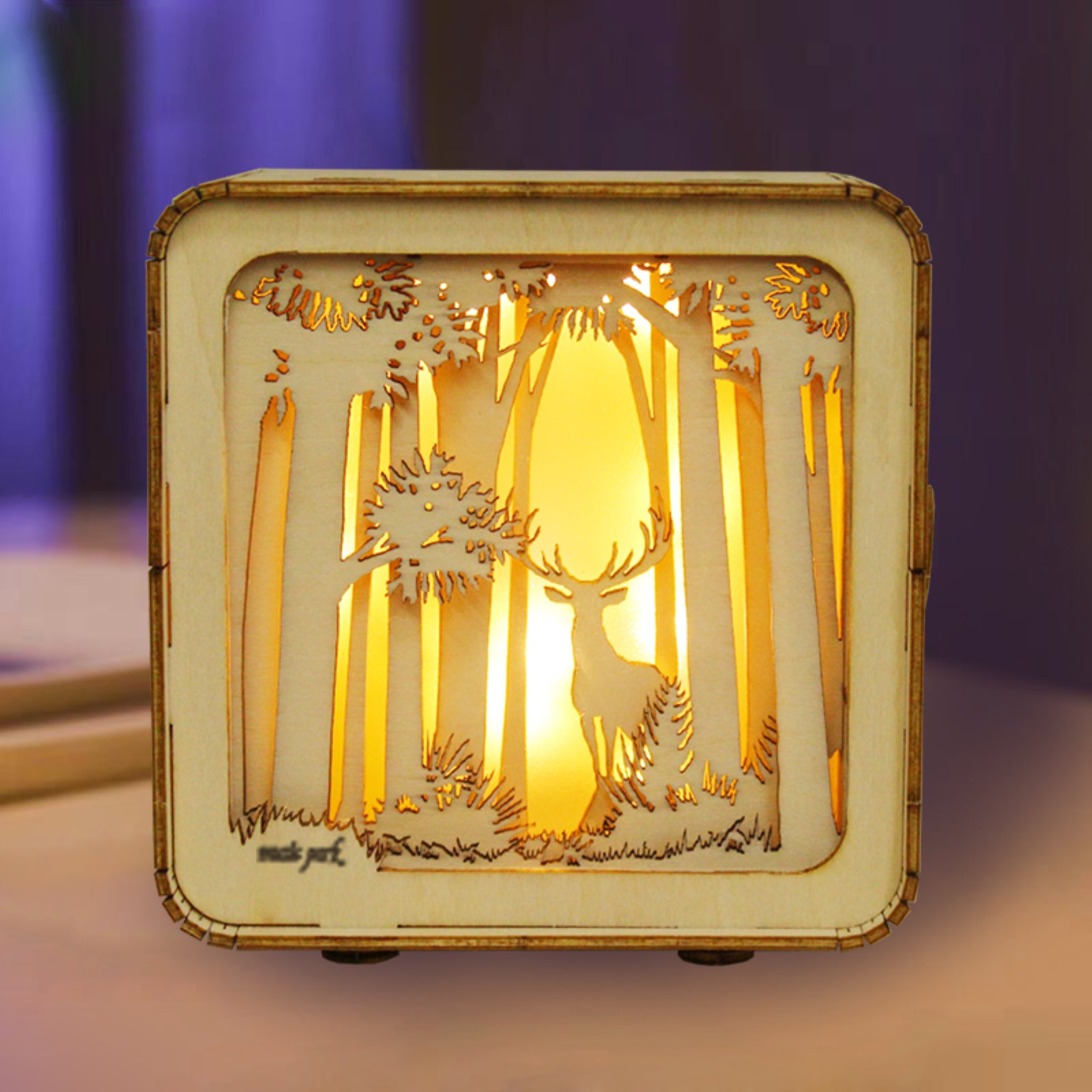 MUSIC PARK 3D Wooden Puzzles Elven Deer Model Kit Night Lights Desk Decorations