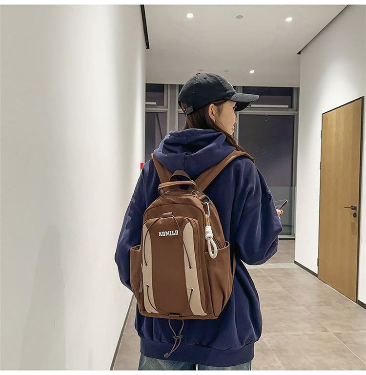 Campus Style Minimalist And Versatile Drawstring Backpack