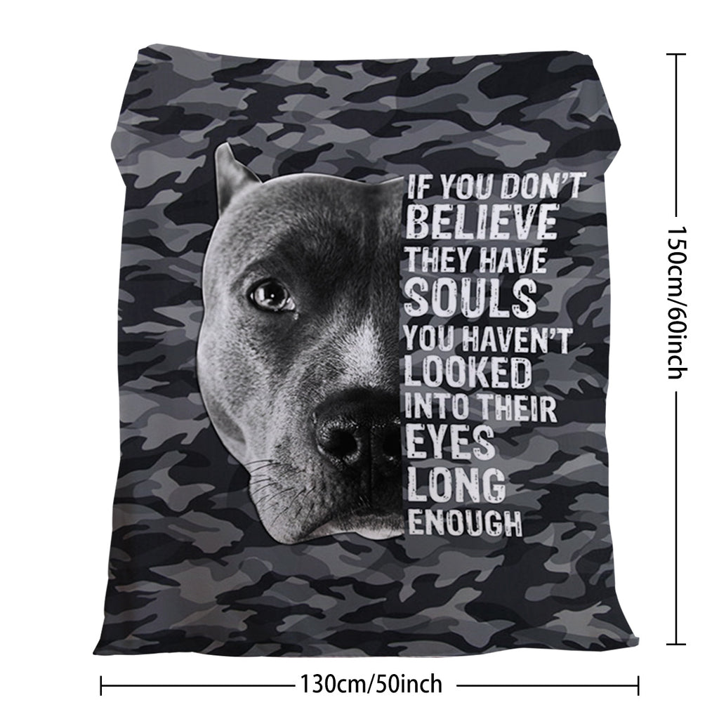 1pc Flannel Black Background Dog Cute Pet Theme Printed Blanket