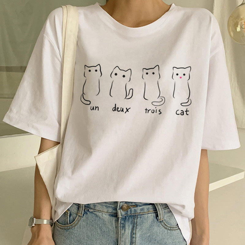 Personalized Funny Cat Prints Short-sleeved T-shirt