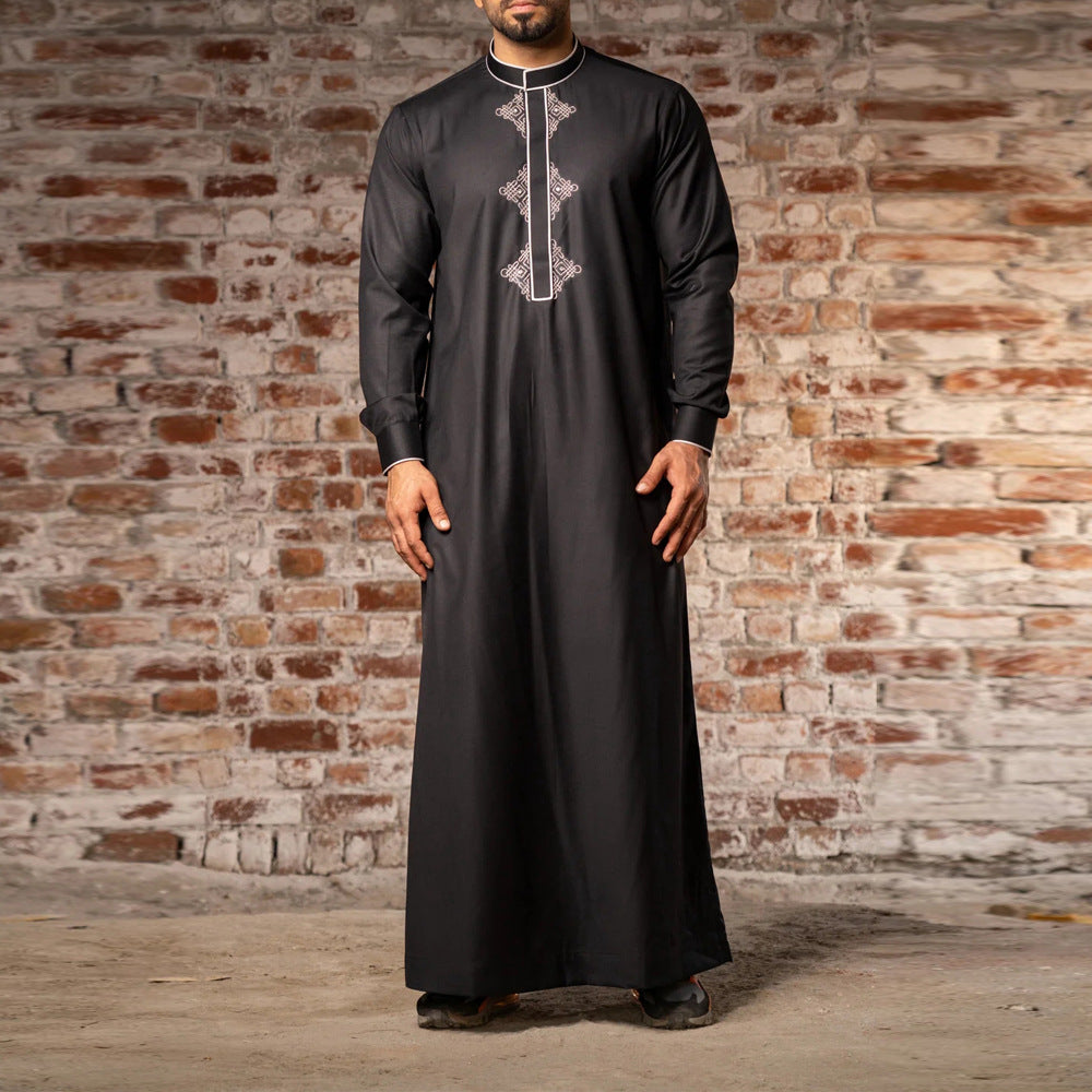 Men and Teen Ethnic Style Long Sleeve Embroidered Arabic Robe
