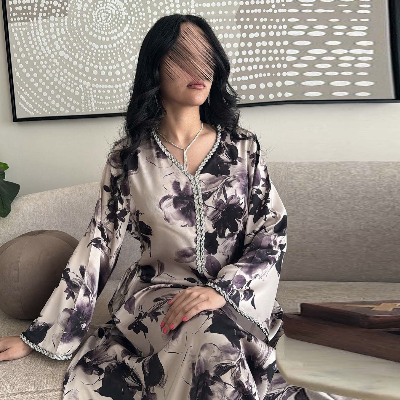 Women Arabic Dubai Printed Robe