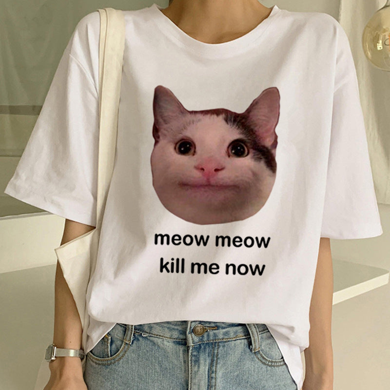 Personalized Funny Cat Prints Short-sleeved T-shirt