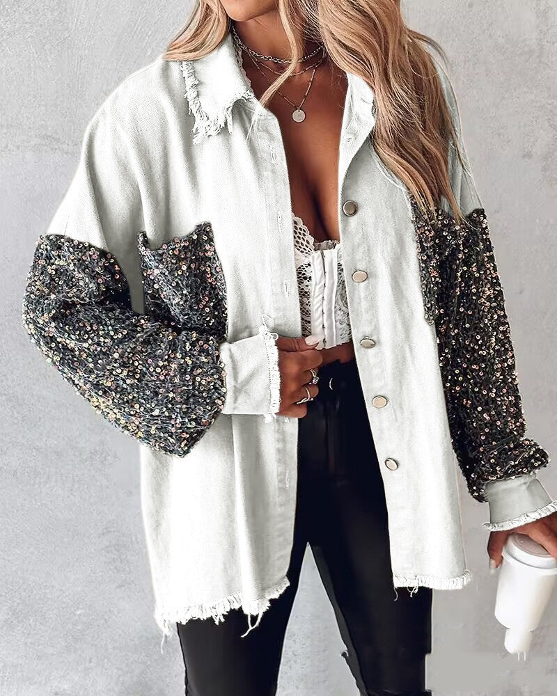 Women's Off-Shoulder Serpentine Top - Long Sleeve Casual Shirt